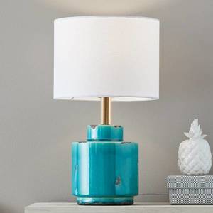 Markslöjd Textilná stolová lampa Cous s keramickým podstavcom vyobraziť
