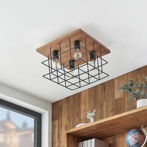 Lindby Lindby Mireille klietkové stropné svetlo drevo 4pl vyobraziť