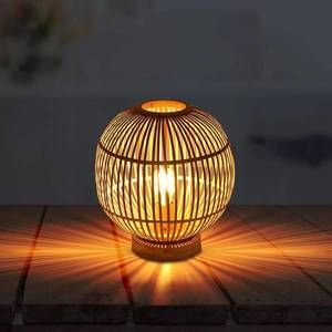 Globo Stolová lampa Hildegard z bambusu, Ø 30 cm vyobraziť