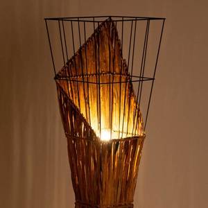 NOWA GmbH Stojacia lampa Rinca, drôtené tienidlo s trávovým výpletom vyobraziť