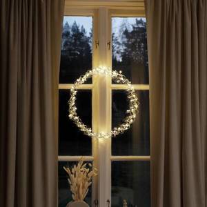Konstsmide Christmas Kovový LED veniec IP20 striebro Ø45cm dekór lístky vyobraziť
