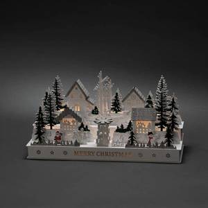 Konstsmide Christmas Visutý LED oblúk Dedina z dreva, trafo/batéria vyobraziť