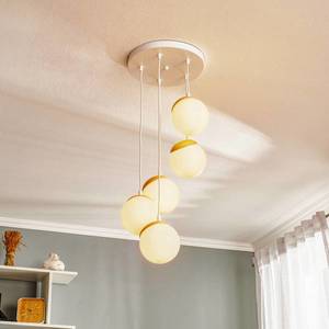 Eko-Light Závesná lampa Sfera 5-plameňová sklo/drevo svetlé vyobraziť