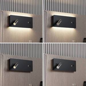 Lucande Lucande Kimo nástenné LED hranaté čierna USB-Slot vyobraziť