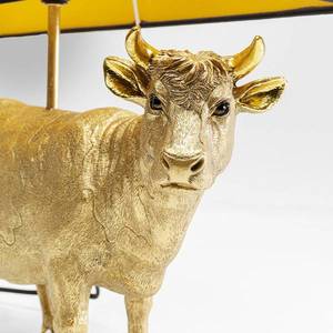 KARE KARE Cow Gold stolová lampa s ľanovým tienidlom vyobraziť