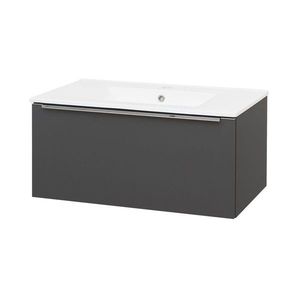 MEREO - Mailo, kúpeľňová skrinka s keramickým umývadlom 81 cm, antracit, chróm madlo CN536 vyobraziť