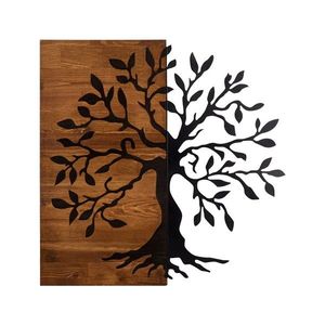 Nástenná drevená dekorácia TREE hnedá/čierna vyobraziť