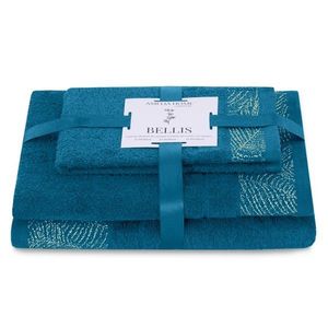 Sada 3 ks ručníků BELLIS klasický styl tmavě modrá vyobraziť