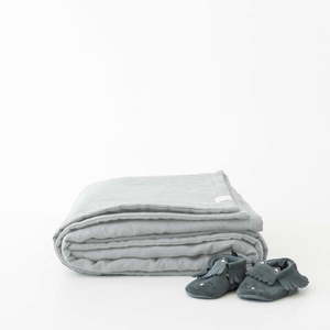 Sivá ľanová detská deka 140x200 cm - Linen Tales vyobraziť