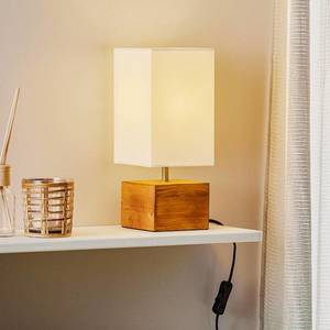 Reality Leuchten Stolná lampa Woody s dreveným podstavcom 12cmx12cm vyobraziť
