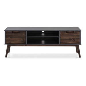 Antracitový/tmavohnedý TV stolík z borovicového dreva 140x52, 5 cm Nussa – Marckeric vyobraziť