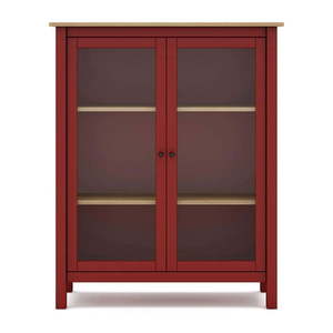 Červená/prírodná vitrína z borovicového dreva 90x110 cm Misti – Marckeric vyobraziť