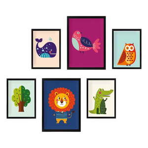Detské obrázky v súprave 6 ks Animals – Wallity vyobraziť