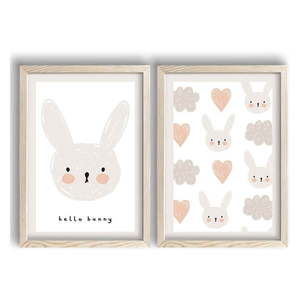 Detské obrázky v súprave 2 ks 38x53 cm Hello Bunny – Wallity vyobraziť