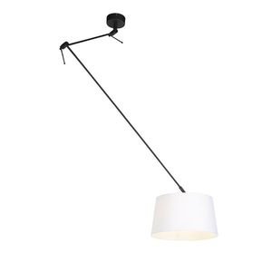 Závesná lampa s ľanovým tienidlom biela 35 cm - Blitz I čierna vyobraziť