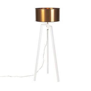 Dizajnová stojaca lampa biela s medeným tienidlom 50 cm - Puros vyobraziť