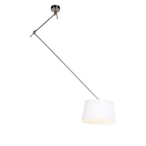 Závesná lampa s ľanovým tienidlom biela 35 cm - oceľ Blitz I vyobraziť