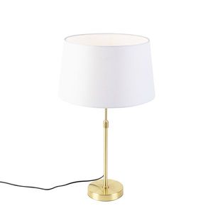 Stolová lampa zlatá / mosadz s ľanovým tienidlom biela 35 cm - Parte vyobraziť