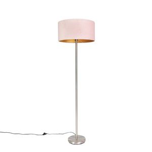 Stojacia lampa oceľová s ružovým tienidlom 50 cm - Simplo vyobraziť