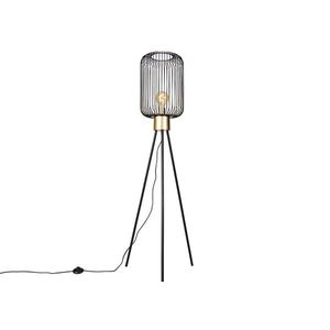 Dizajnová stojaca lampa čierna so zlatou - Mayelle vyobraziť
