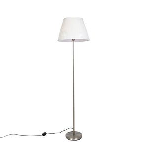 Moderná stojaca lampa z ocele s bielym skladaným tienidlom 45 cm - Simplo vyobraziť