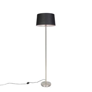Moderná stojaca lampa oceľ s čiernym tienidlom 45 cm - Simplo vyobraziť
