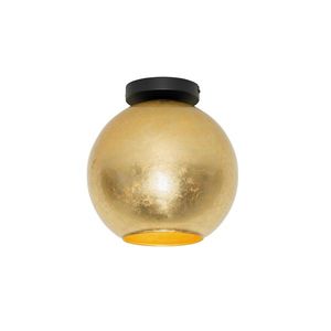 Dizajnové stropné svietidlo čierne so zlatým sklom - Bert vyobraziť