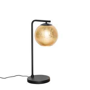 Dizajnová stolná lampa čierna so zlatým sklom - Bert vyobraziť