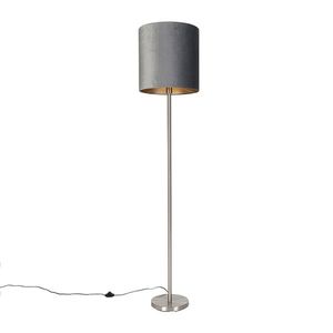 Moderná stojanová lampa z oceľového textilného tienidla sivá 40 cm - Simplo vyobraziť
