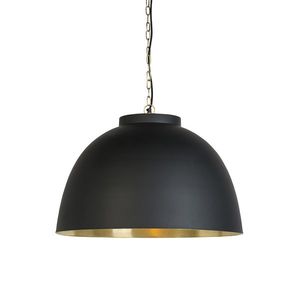 Závesná lampa čierna s mosadzným vnútrom 60 cm - Hoodi vyobraziť