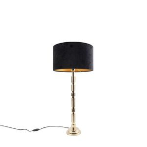 Stolová lampa v štýle art deco zlatá so zamatovým odtieňom čierna 35 cm - Torre vyobraziť