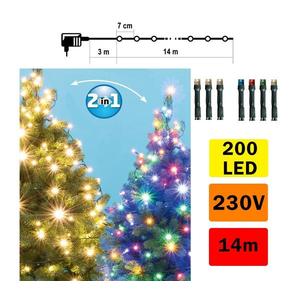 LED Vianočná vonkajšia reťaz 200xLED/5 funkcií 17m IP44 teplá biela/multicolor vyobraziť