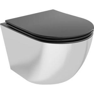 MEXEN - Lena Závesná WC misa vrátane sedátka s slow-slim, duroplast, čierna mat / strieborná 30224074 vyobraziť