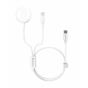 SWISSTEN Nabíjací magnetický kábel 2v1 pre Apple Watch a Lightning USB-C, 1, 2 m, biela vyobraziť