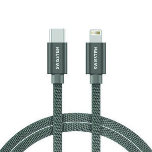 SWISSTEN Kábel USB-C Lightning textilný 2 m 3A, strieborná vyobraziť