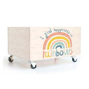 Detský borovicový úložný box na kolieskach Folkifreckles Rainbow vyobraziť