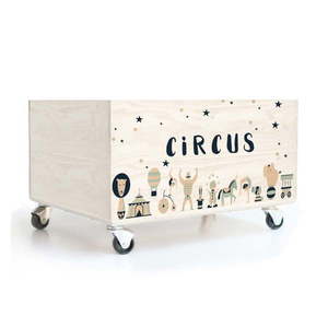 Detský borovicový úložný box na kolieskach Folkifreckles Circus Crew vyobraziť