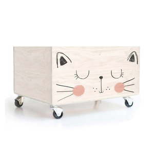 Drevená škatuľa na kolieskach Little Nice Things Cat vyobraziť