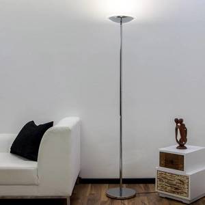 Lindby LED stojacia lampa osvetľujúca strop Malea, chróm vyobraziť