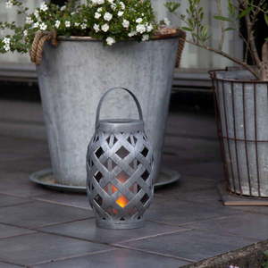 Sivý solárny LED lampáš Star Trading Flame, výška 23 cm vyobraziť