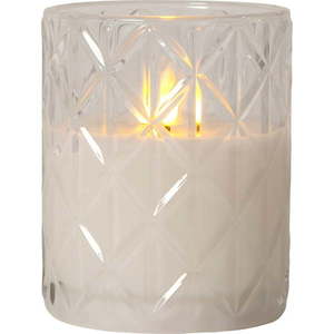 Biela LED vosková sviečka v skle Star Trading Flamme Romb, výška 12, 5 cm vyobraziť