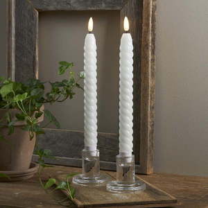 Súprava 2 bielych voskových LED sviečok Star Trading Flamme Swirl Antique, výška 25 cm vyobraziť