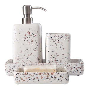 Biela súprava doplnkov do kúpeľne z polyresinu Mozaik - Mioli Decor vyobraziť