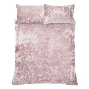Ružové zamatové predĺžené obliečky na dvojlôžko 230x220 cm Crushed - Catherine Lansfield vyobraziť