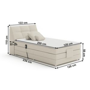 Elektrická polohovacia boxspringová posteľ AVA 120 x 200 cm vyobraziť