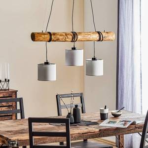 BRITOP Závesná lampa Sacide, drevený trám, 3 textilné vyobraziť