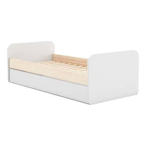 Biela/prírodná detská posteľ v dekore borovice s výsuvným lôžkom a úložným priestorom 90x200 cm Esteban - Marckeric vyobraziť
