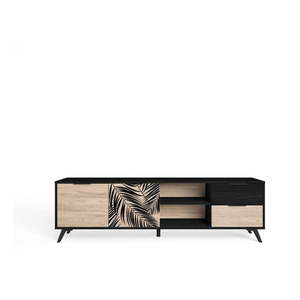 Čierny TV stolík v dekore duba 181x53 cm Palmera - Marckeric vyobraziť