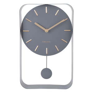 Sivé nástenné hodiny s kyvadlom Karlsson Charm, výška 32, 5 cm vyobraziť