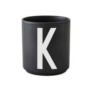 Čierny porcelánový hrnček Design Letters Alphabet K, 250 ml vyobraziť